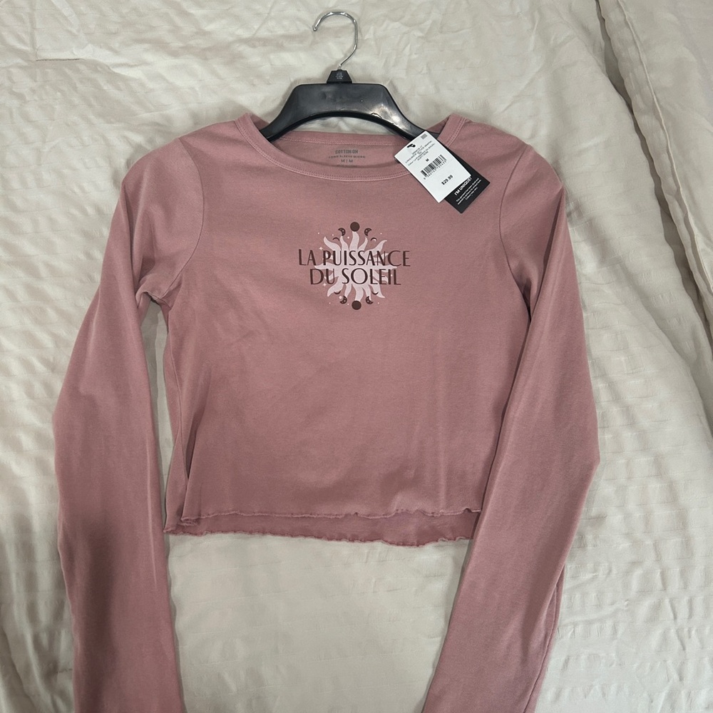 COTTON ON Pink long sleeve crop top